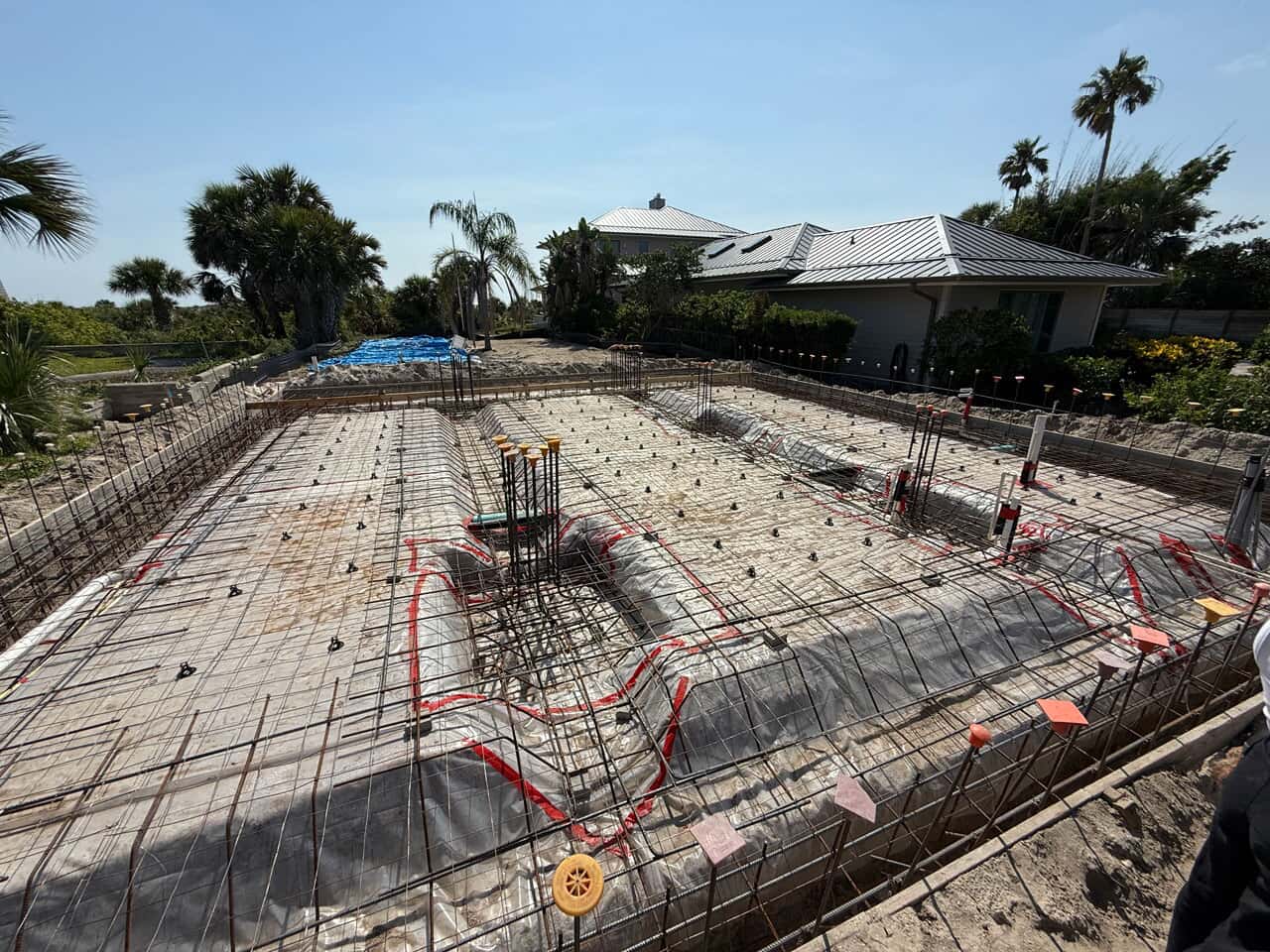 Photo of concrete molds getting ready for concrete foundation to be poured